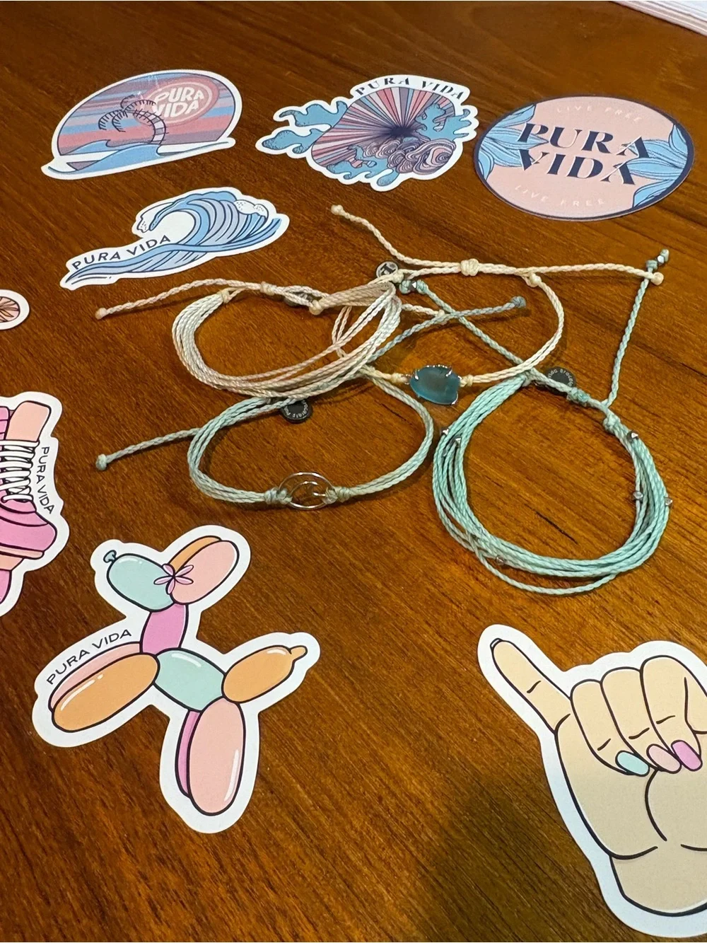 Pura Vida Adjustable Friendship Bracelet Summer Stack with Stickers